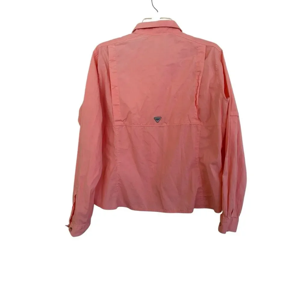 Columbia Shirt Womens Size XL Peach Long Sleeve Button Up PFG Fishing